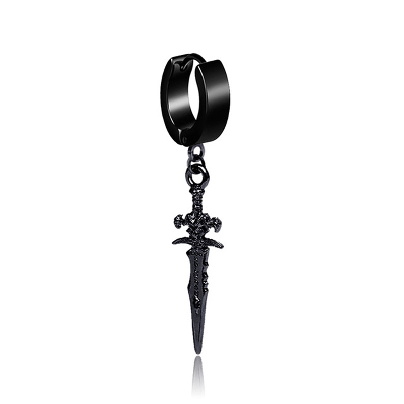 Pop Punk Zwaard Hanger Oor Clip/Gesp Oorbellen voor Mannen/Vrouwen Rvs Vintage Dolk Gothic Cool Party sieraden: Bronze