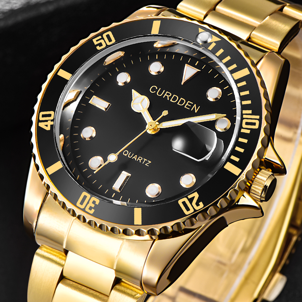1 ud./lote, relojes de CURDDEN de para Hombre, Reloj de cuarzo con fecha de acero inoxidable a la para Hombre, Reloj de pulsera grande para Hombre Grande