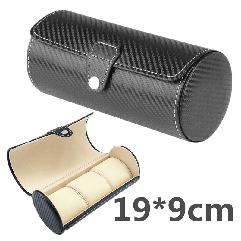 Luksus ur display boks taske rulle 3 slot armbåndsur halskæde armbånd smykker pu læder æske opbevaring rejsetaske