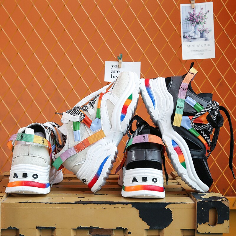 Bunte Frauen Laufschuhe Leichte draussen Plattform Turnschuhe Weibliche Städtischen Sport Joggen Schuhe Fitnessstudio Fitness Trainer