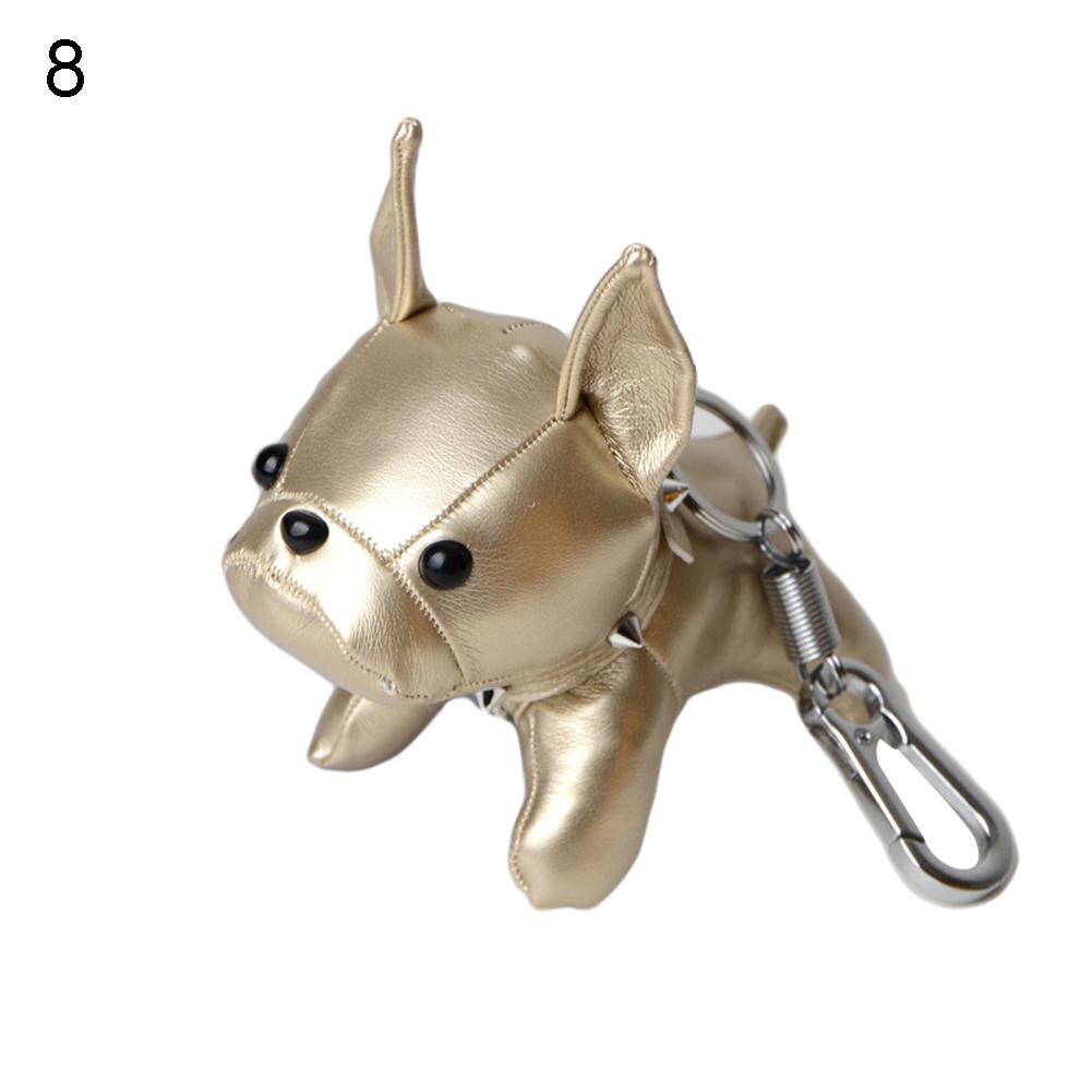 Mini Bulldog Puppy Keychains Faux Leather Doll Key Rings Hanging Pendant Key Holder Charm Bags Decor Car Trinket Punk Chaveiros: 8