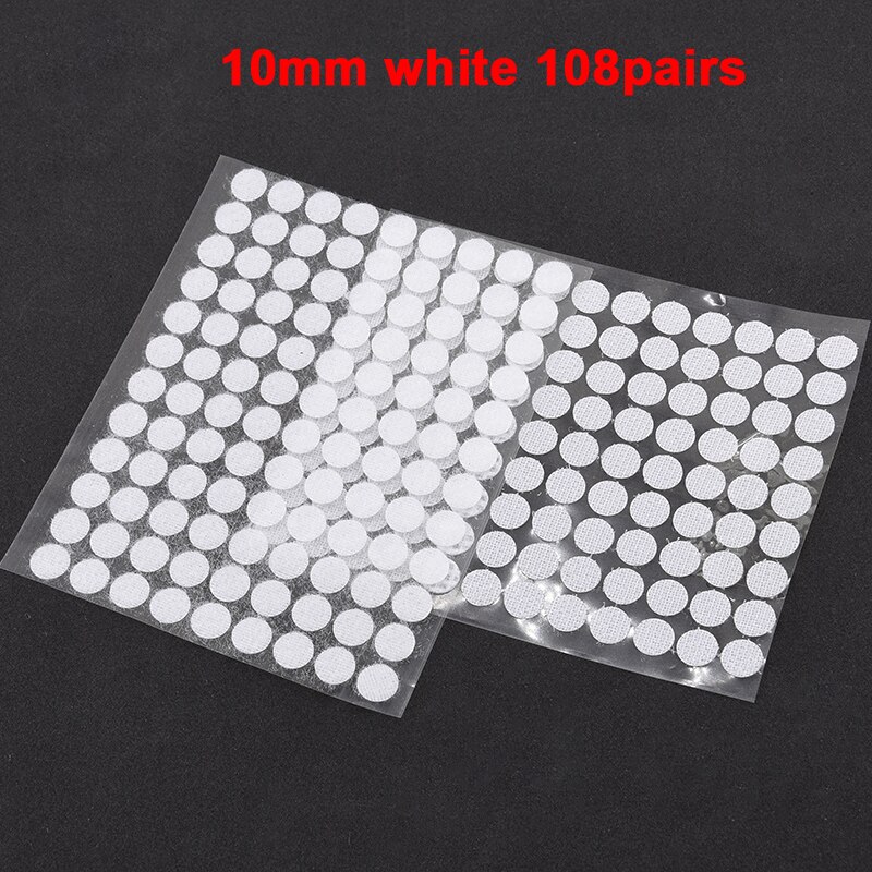 15mm 102 par farverige hvide selvklæbende fastgørelsestape krogløkke velcrobånd kabelbinder rund velcro nylonklistermærker gør-det-selv tilbehør: 10mm hvide 108 par