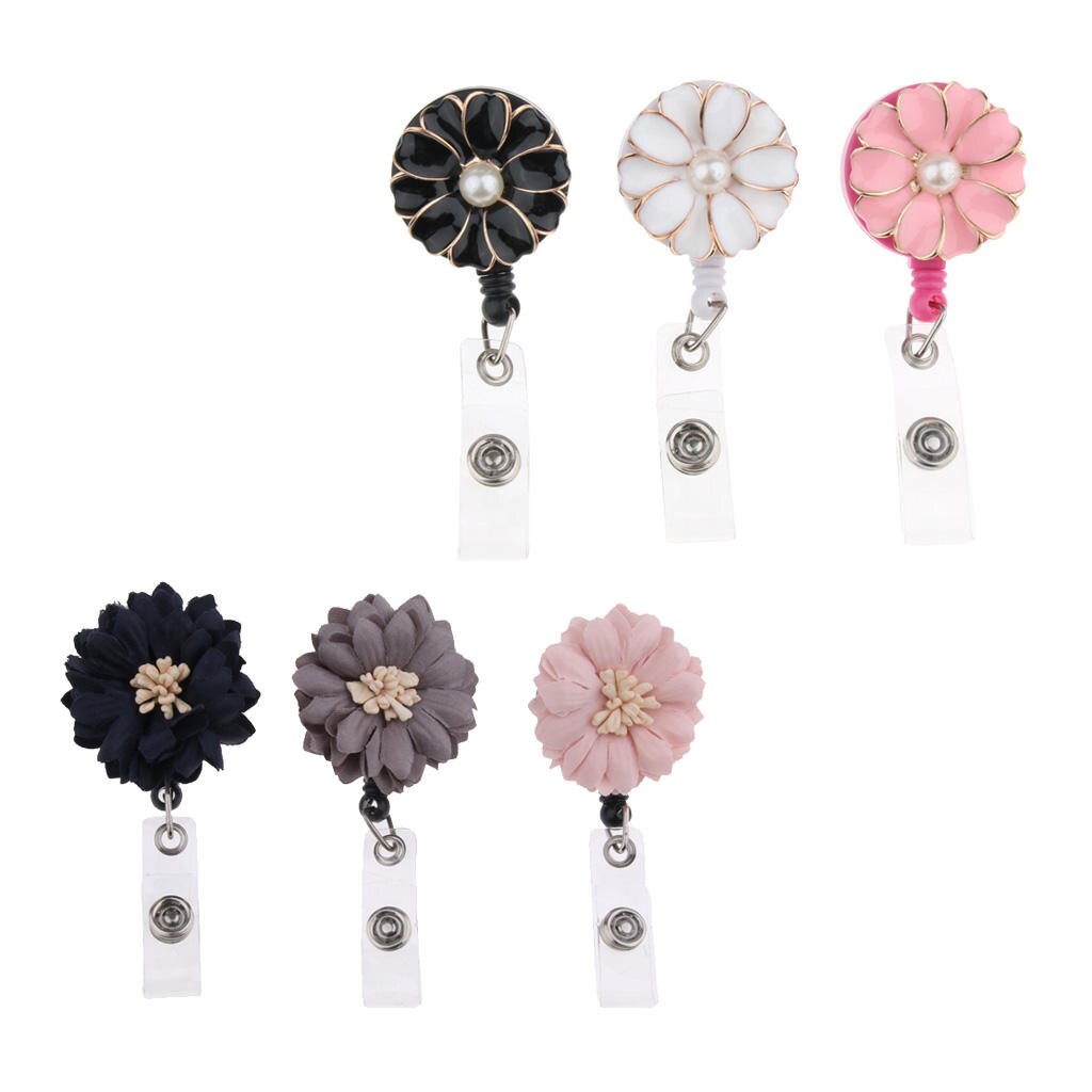 Versenkbare ID Karte Rolle mit Floral Abzeichen Halter Und Swivel