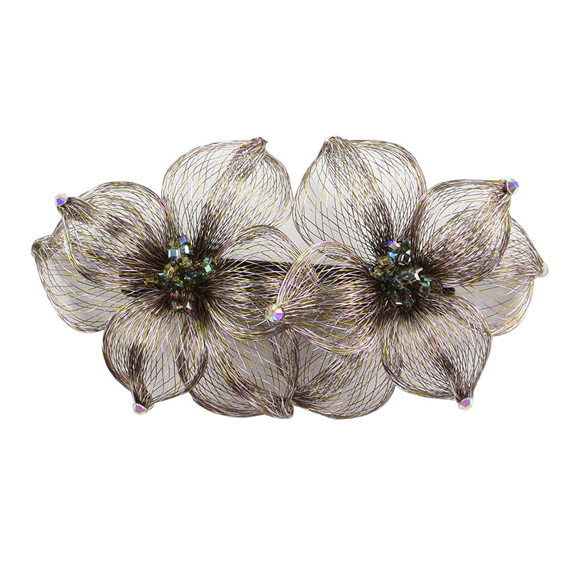 Original Handmade Copper Wire Flower Shape Hair Clips for Women Girls Chinese Style Braided Hair Clips Hair Accessories: Blue