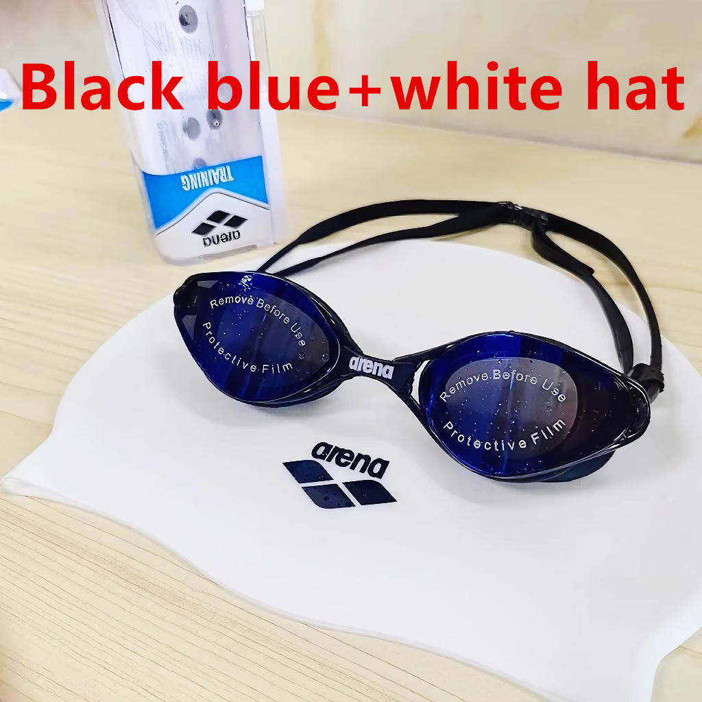 ARENA waterproof and anti fog high-definition adult swimming goggles silicone swim cap: GRAY
