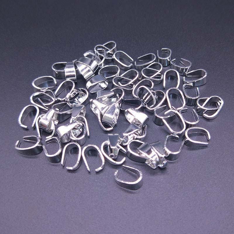 50 stücke 7x4/9x5mm Anhänger Halskette Schnalle Schließe Stecker, prise Clip Bail Anhänger Haken DIY Schmuck Erkenntnisse Zubehör: white K / 7x4mm