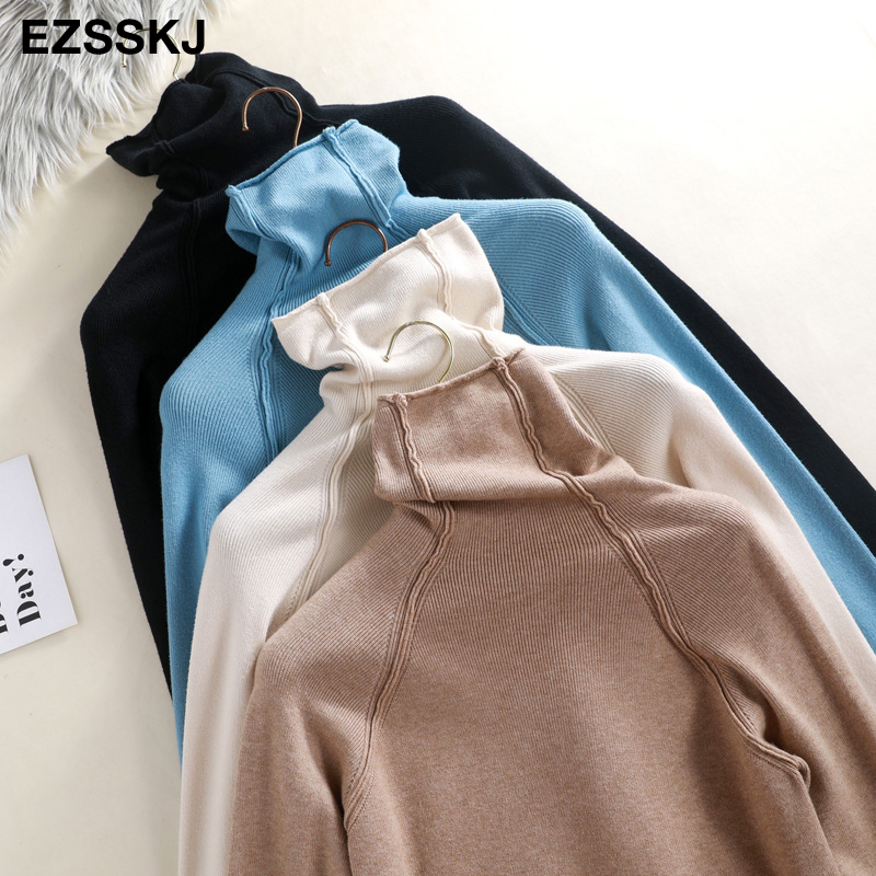 Turtleneck sweater kvinder efterår vinter tyk pullover solid strikket sweater kvindelig overdimensioneret bunkekrave sweater