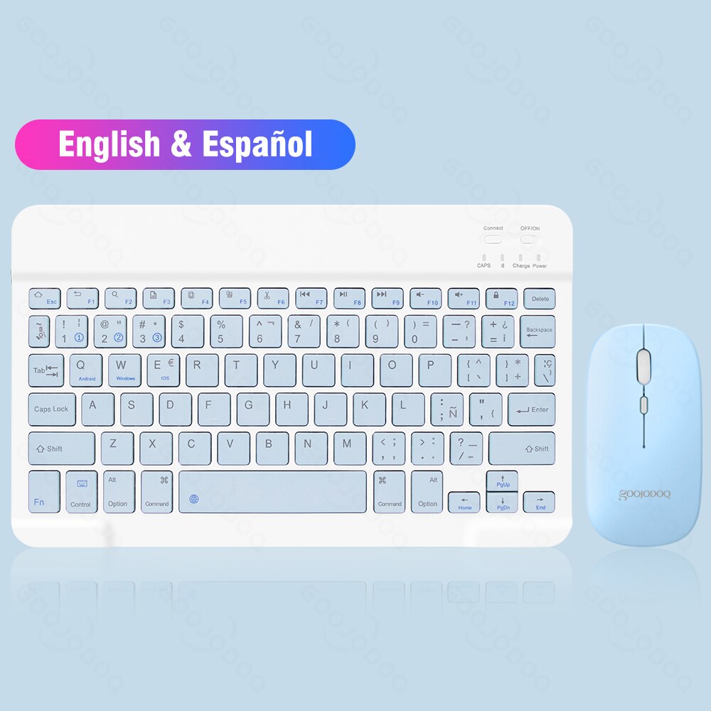 Bluetooth Keyboard For iPad Pro11 Mini Bluetooth Teclado Wireless Keyboard and Mouse For Samsung Xiaomi Touchpad iPad Keyboards: Blue Spanish