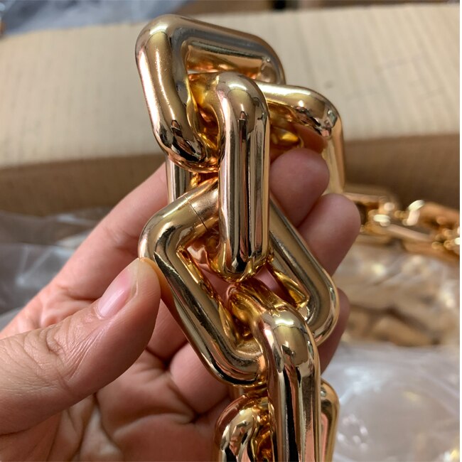 Metal bronce dorado grueso grande rectángulo grande cadenas Correa acrílico lujo bolso Correa accesorios Hardware de