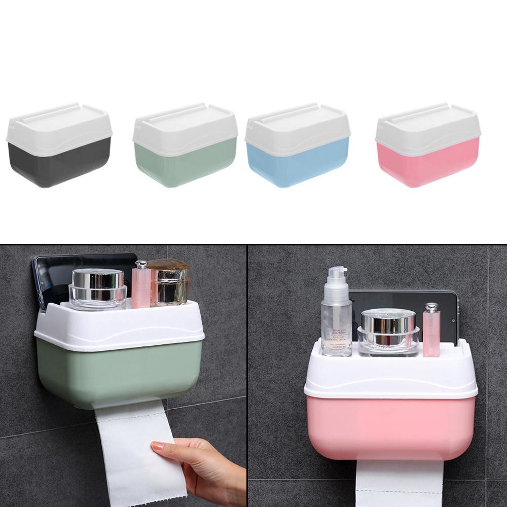 Bathroom Waterproof Tissue Box PP Bath Toilet Paper Holder Wall Mounted Paper Storage Box Double Layer Dispenser