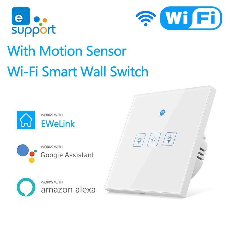 WiFi inteligente pared Interruptor táctil con Sensor de movimiento tableta amortiguador Tech accesorio beige Rojo Negro compruebe Tartan tableta amortiguador pandilla interruptor de la luz de 220V de casa inteligente apoyo aplicación EWeLink Alexa de Google