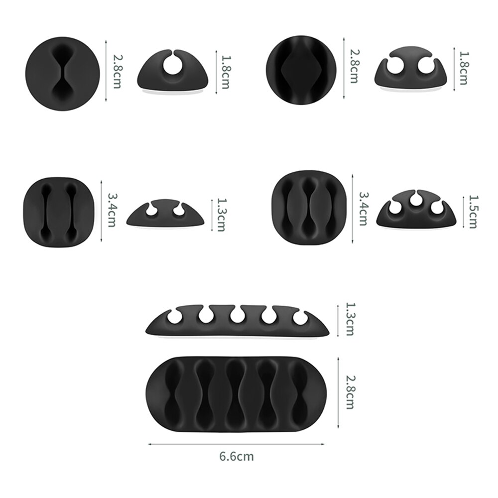 Round Cable Holder Protector Management Device Organizer Finishing Desktop Plug Silicone Wire Retention Clips