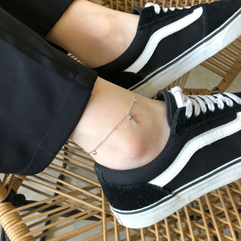 Louleur 925 Sterling Silver Anklets Cross Pendant Adjustable Anklets For Women Summer Jewelry Trend Fine Jewelry