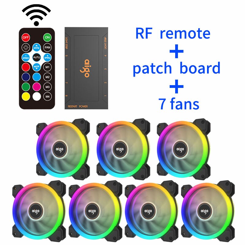 Aigo DR12 PC Cooling Fan 120mm Fan Rgb Fan Mute IR Argb White Blade Cooler Master 120mm Cooler Cooling For Computer Fans: 7in1