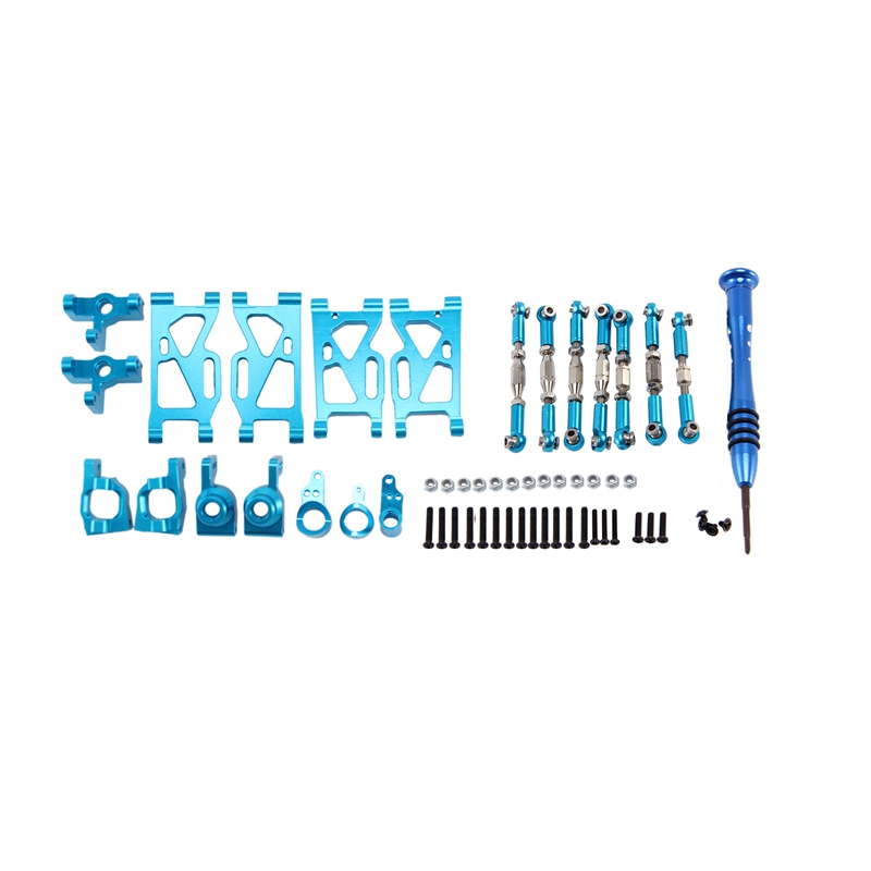 For wltoys 1:14 car upgrade parts metal steering rocker arm base c rear 144001 rc seat servo pull rod: Blue
