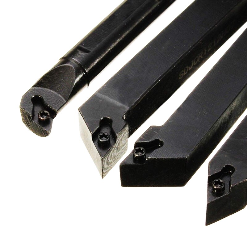 4 pièces 1/2 pouces Mini tour Indexable porte-outil de tournage jeu de bits avec 4 pièces DCMT21.51 Indexable tournant insérer