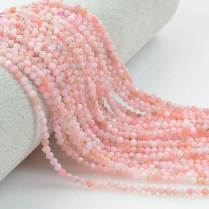Naturlige lyserøde opal facetterede runde perler 2mm / 3mm / 4mm / 5mm