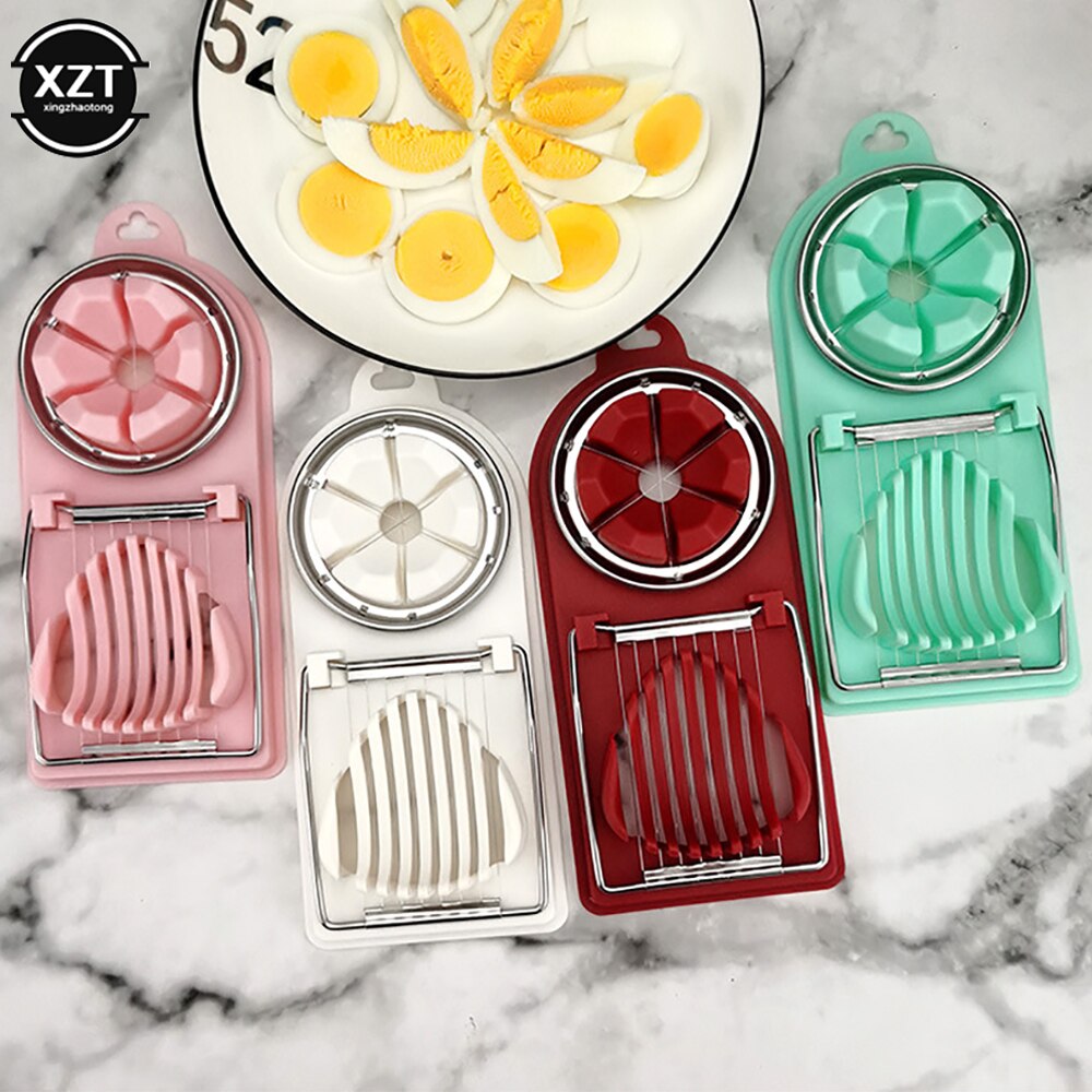 2 In1 Stainless Steel Egg Cutting Egg Cutter Egg Slicer Sectioner Cutter Mold Flower-Shape Luncheon Meat Cutter Kitchen Gadgets
