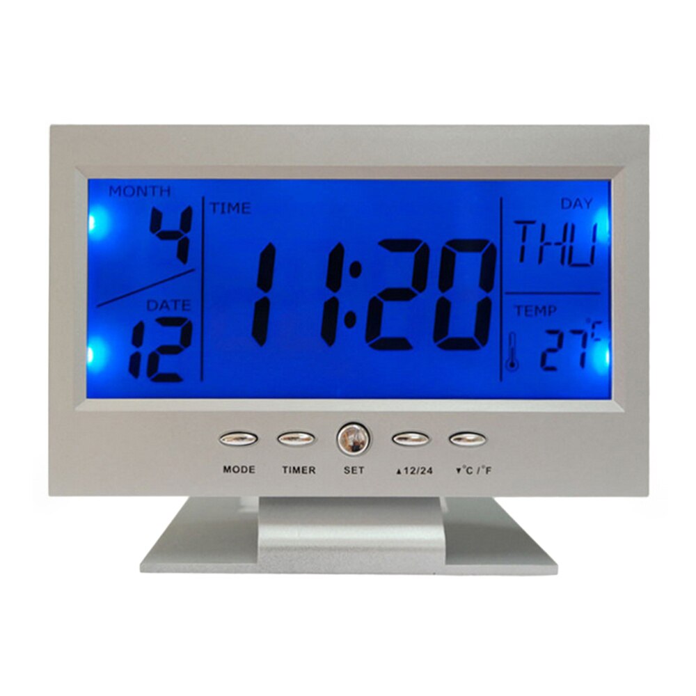 World Time Large Screen Modern Digital Alarm Clock LCD LED Backlight Snooze Large Digit Desk (Black)