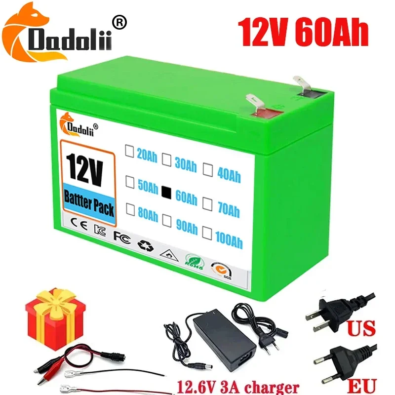 12V Litiumakku 100Ah Li-Ion - Ladattava Paketti Aurinkoenergiaan Sähköautoon + 12.6V3A Laturi