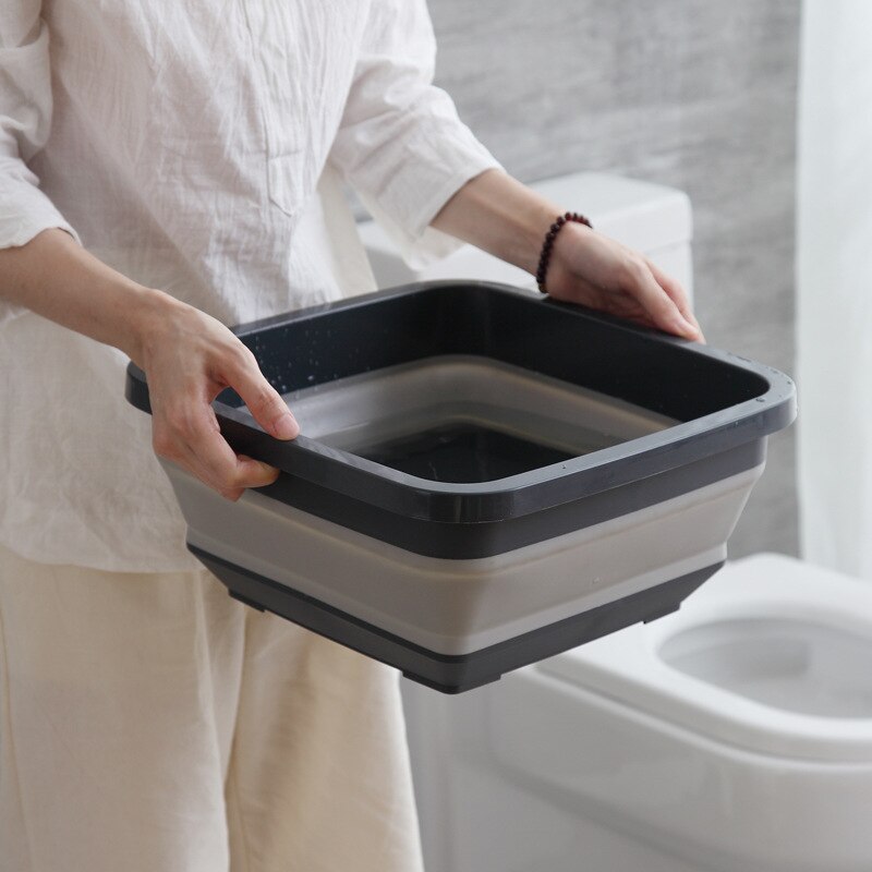 Portable Folding Bucket Foldable Basin Fishing Camping Car Wash Bucket Vegetable Fruit Basin Household Kitchen Cleaning Supplies