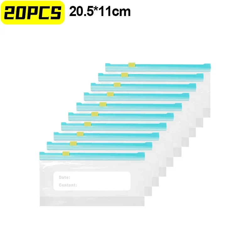 60/10 st återanvändbara färskhållningspåsar för mellanmålsmatförvaringspåse förseglad dragkedja för kökskylskåp plastförseglingbehållare: Mång