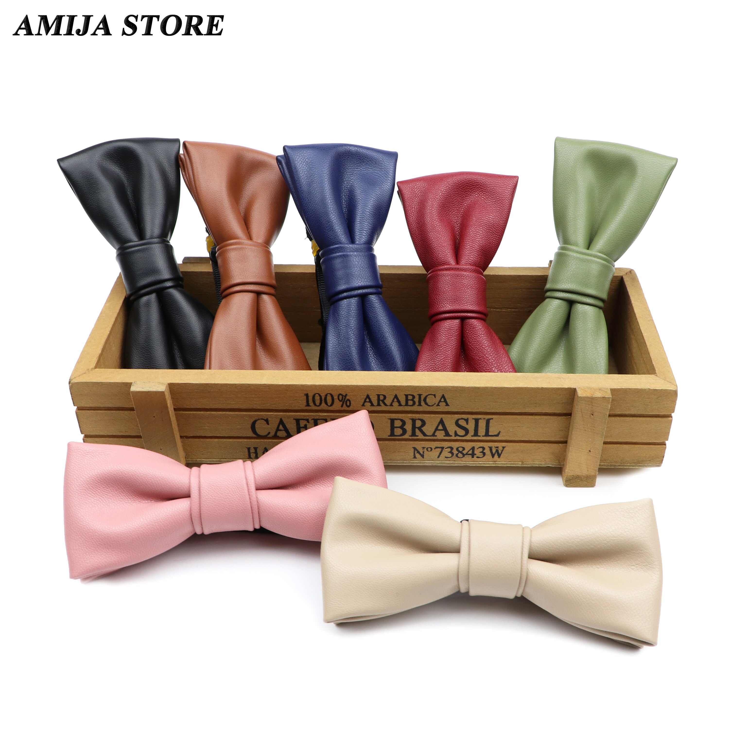Pajarita de retales para hombre y mujer, corbata de piel sintética negra, mariposa roja, dorada y plateada, corbatas de de boda para hombre