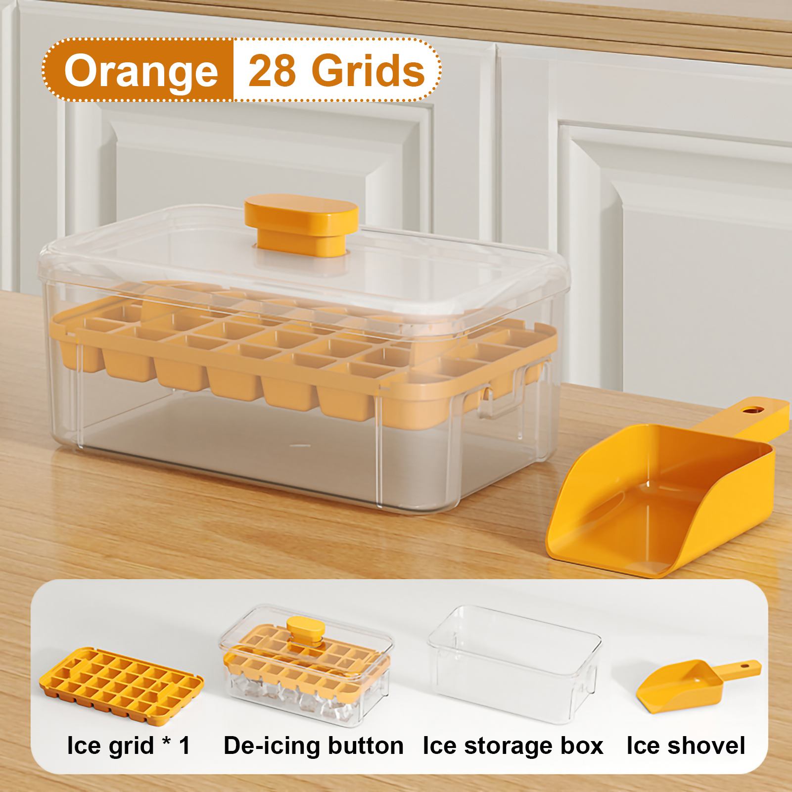 Ice Cube Tubs Household Ice Cube Artifact Large Capacity Ice Maker Press Refrigerator Homemade Food Grade Mold: Red