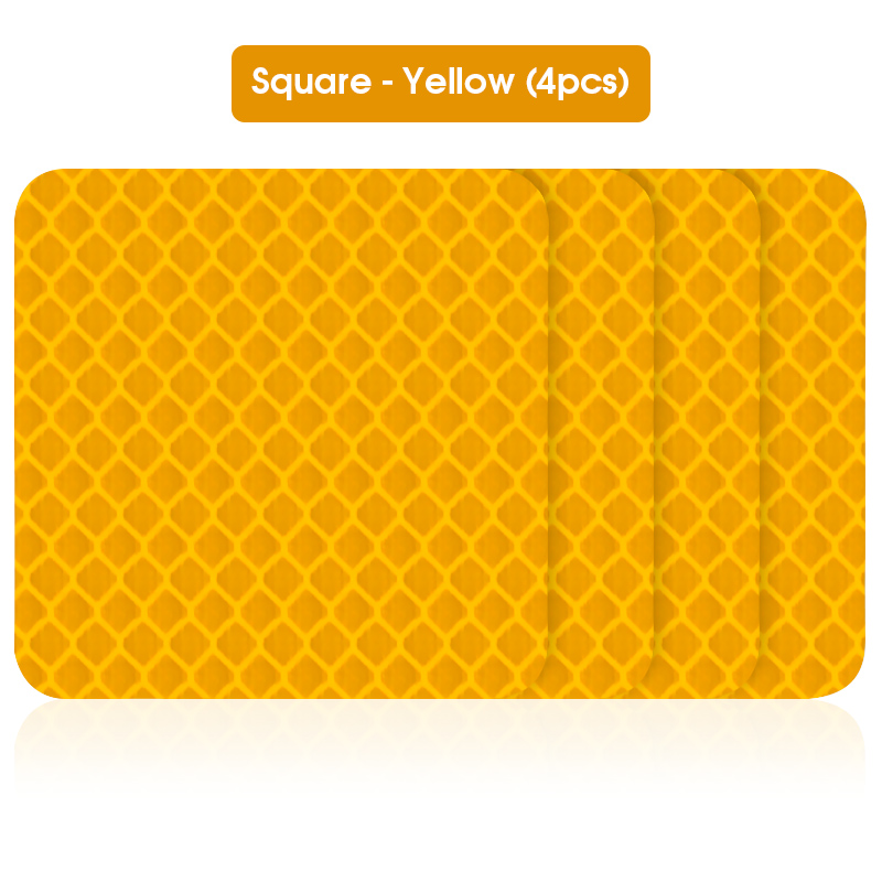 4pcs Car Door Sticker Decal Reflective Strip Warning Mark Tape Reflective Sticker OPEN High Sign Safety Light Reflector Strip: Square-yellow