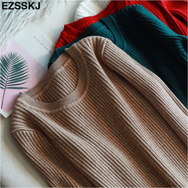 Herfst winter lange trui jurk dames effen bodycon dikke jurk dames trui o-hals slank basic gebreide jurk lange mouwen