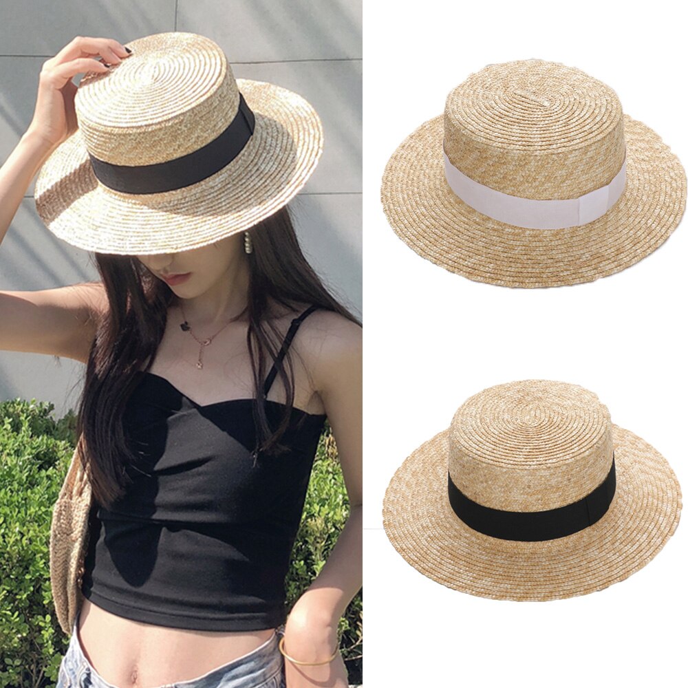 Summer Women Wide Brim Straw Hat Lady Sun Hats Boater Wheat Panama Beach Hats Beach Caps