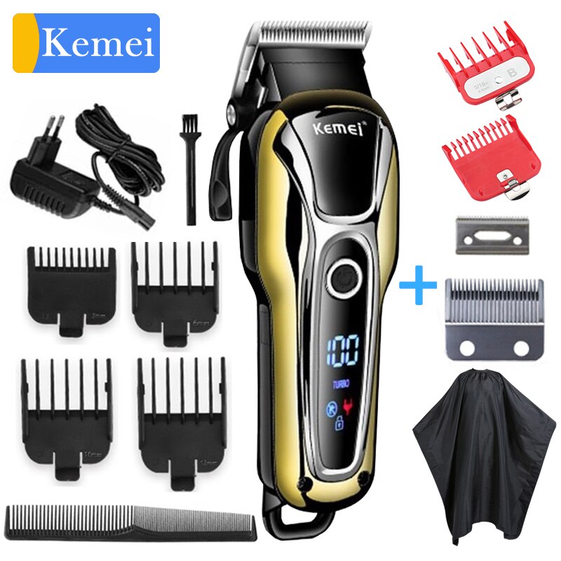 Kemei Hair clipper hair trimmer for men beard electric cutter hair cutting machine haircut LCD Cordless corded 5: KM1990 C