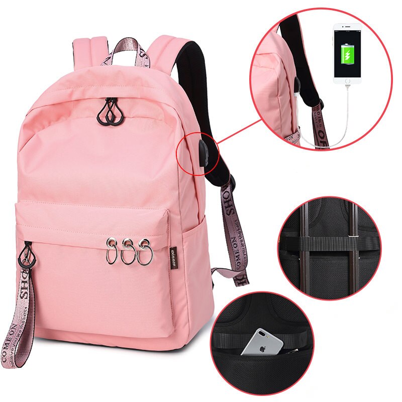 Tourya Waterproof Women Backpack Large Capacity Solid College Bookbags School Bags for Teenage Girls Travelling Knapsack