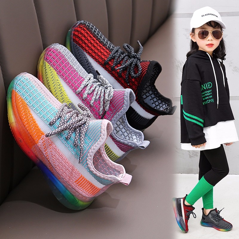 Kinder Bunte Schuhe Grils Turnschuhe Neue Frühjahr Jungen Schuhe Kinder Sport Atmungsaktive Lauf Licht Mesh Turnschuhe Casual Schuh