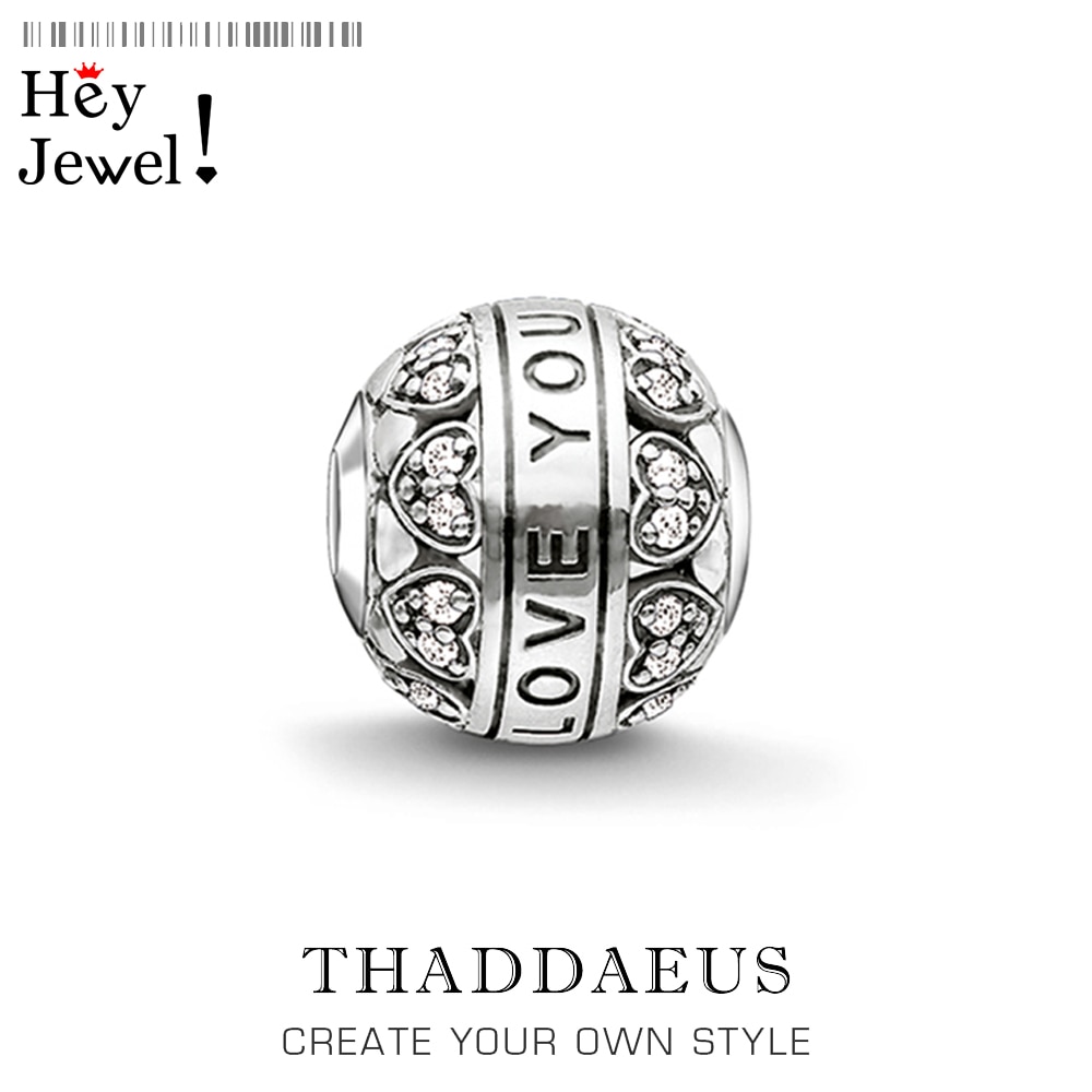 Beads I Love You, Silver & Rhinestone Beads Fits Bracelet Europe Jewelry Accessories For Women & Men