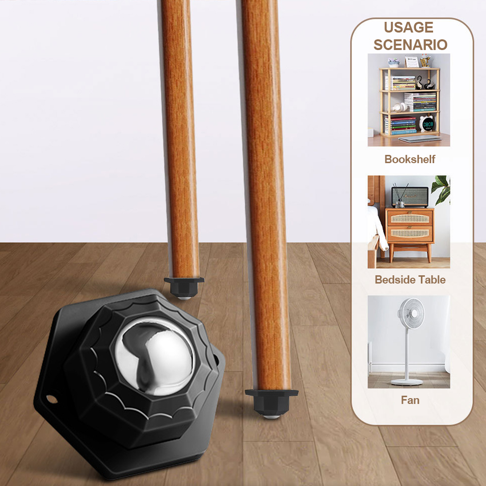 4pcs Moving Roller Kit Self Adhesive Mini Caster Wheels 360 Degree Rotation Universal for Trash Can Storage Box Small Furniture