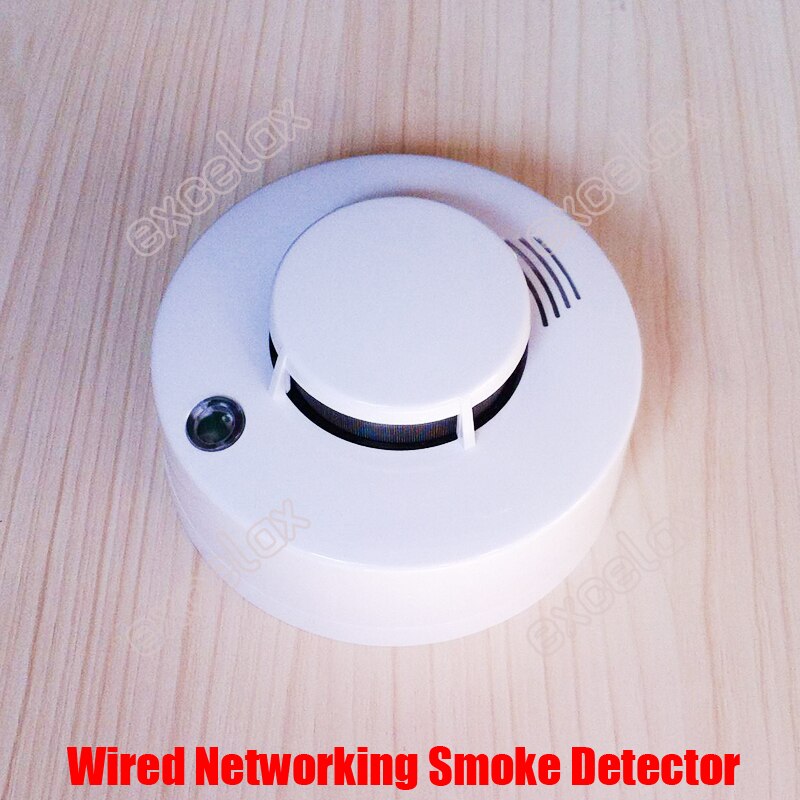 Digital Wired Networking Sound LED Smoke Detector DC Power Detection Sensor Ceiling Mount Home Security Alarm Control Panel Use