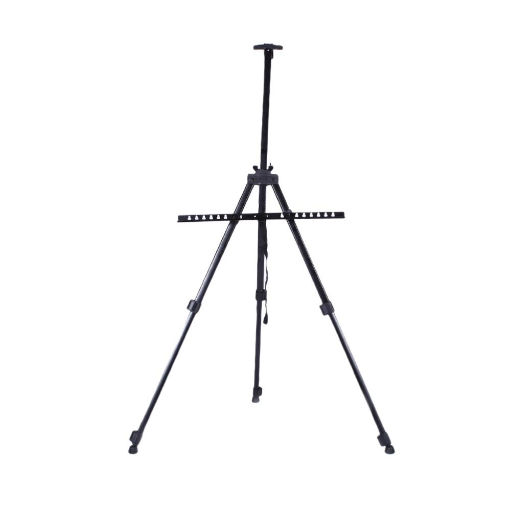 52-155cm Folding Iron Tripod Portable Canvas Easel Display Stand with Storage Carrying Bag for Indoor Outdoor Art Craft (Black)