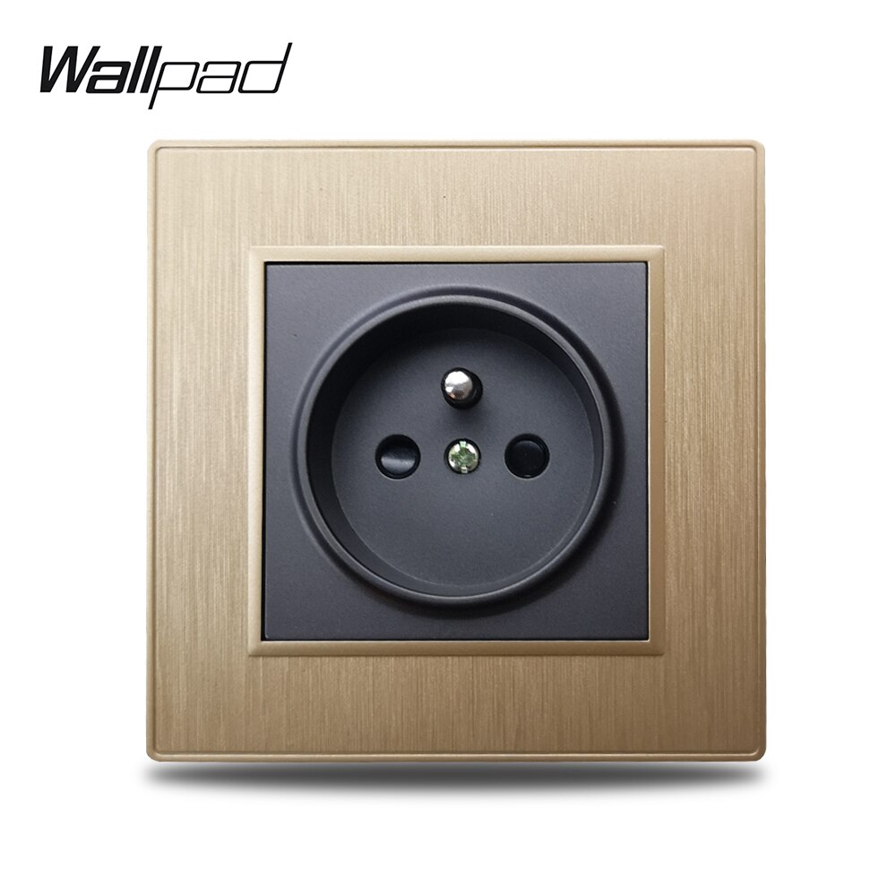 Wallpad S6 Französisch Steckdose Steckdose Stecker 3 Farbe Gebürstet PC Kunststoff Nachahmung Aluminium: Gold