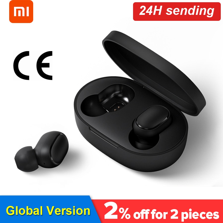 Original Xiaomi Redmi Airdots Xiaomi TWS Wireless Earphone Handsfree Voice Control Bluetooth 5.0 Noise Reduction Tap Control