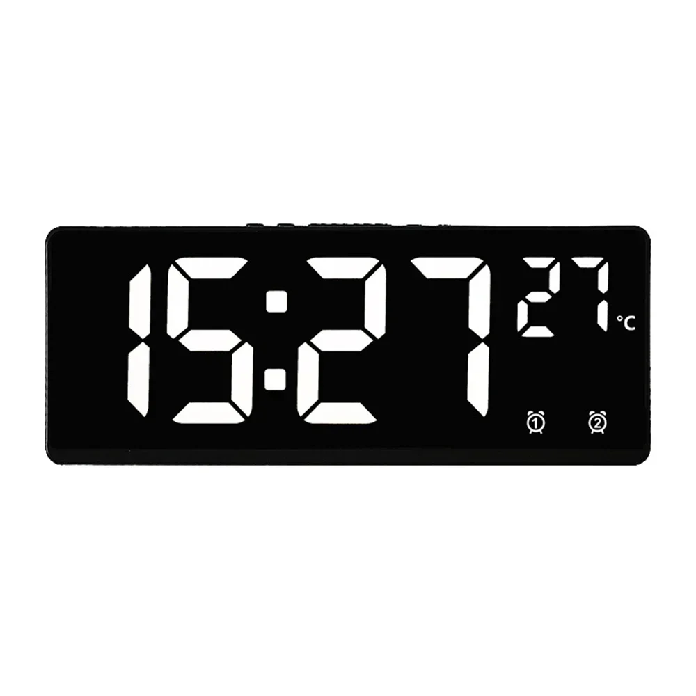 Reloj despertador LED inteligente activado por voz con alarmas duales, modo nocturno y pantalla de temperatura para dormitorio o escritorio: Morado