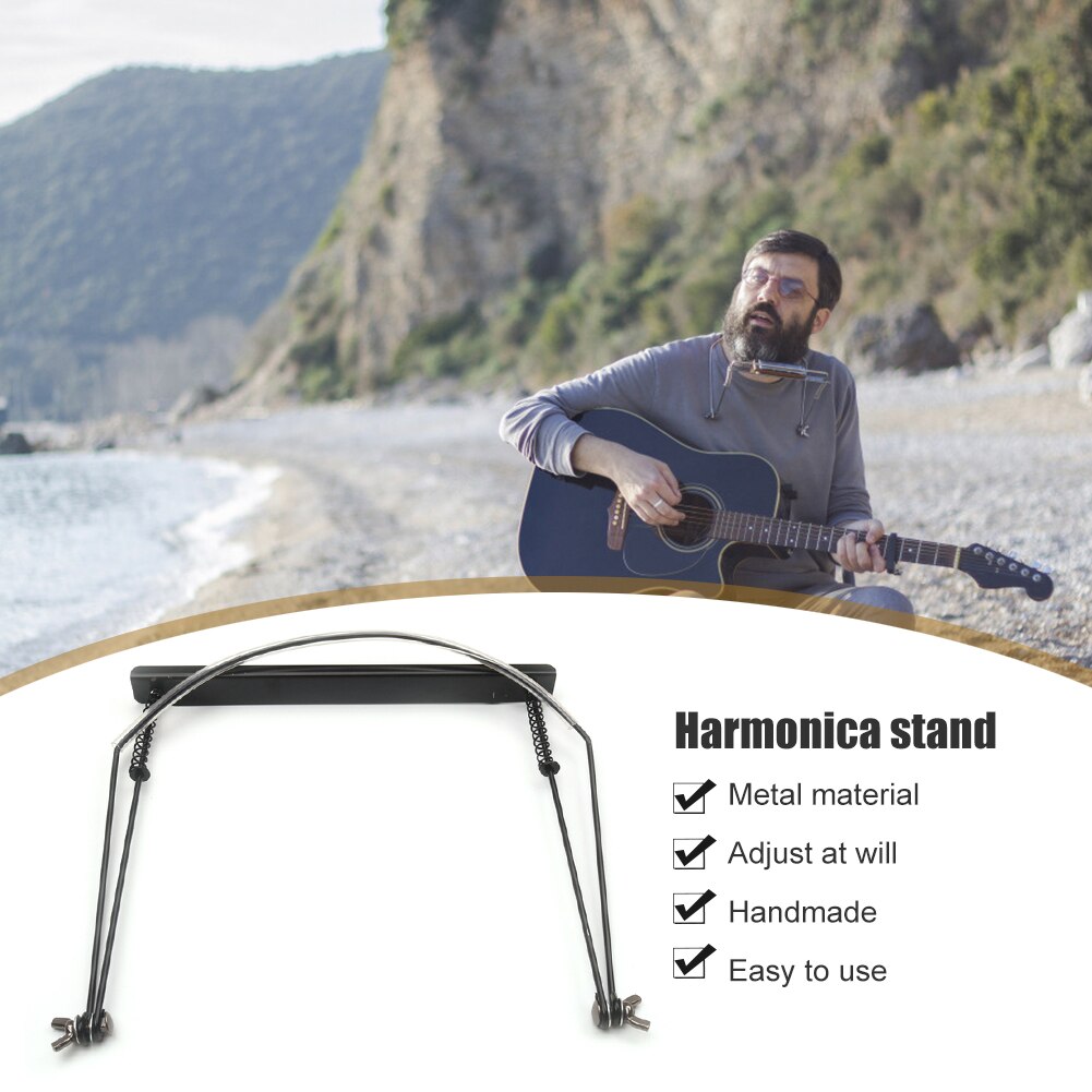 Support de cou d'harmonica portatif de 10 trous pour le support réglable de support d'orgue de bouche en métal de débutant