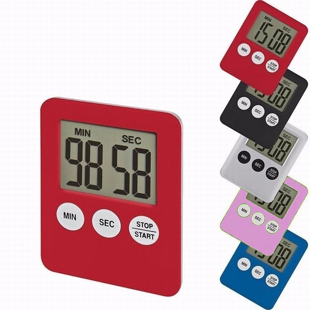 Digital Screen Kitchen Timer Large Display Digital Timer Square Cooking Count Up Countdown Alarm Clock Sleep Stopwatch Clock