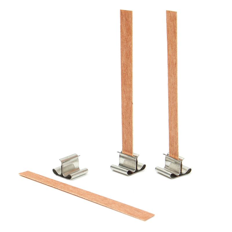 50Pcs 6mm 8mm 12.5mm 13mm Wooden Candles Wick with Sustainer Tab Candle Wick Core for Candle Making Supply Soy Parffin Wax