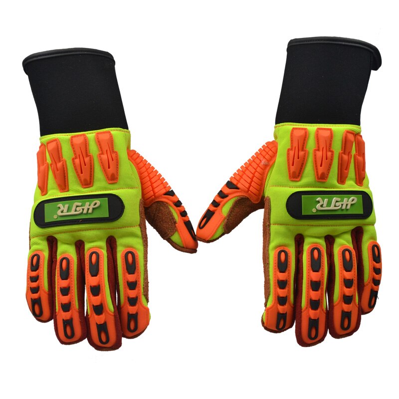 Impact Resistant Oilfield Safety Gloves Leather Palm Anti Impact Mechanics Gas Industrial Rigger Work Gloves