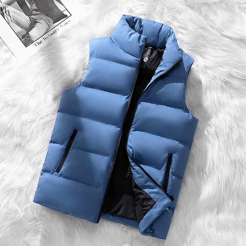 Chaleco para hombre Otoño e Invierno chaleco cálido de algodón estilo coreano Joker chaqueta sin mangas de Top: L / Azul