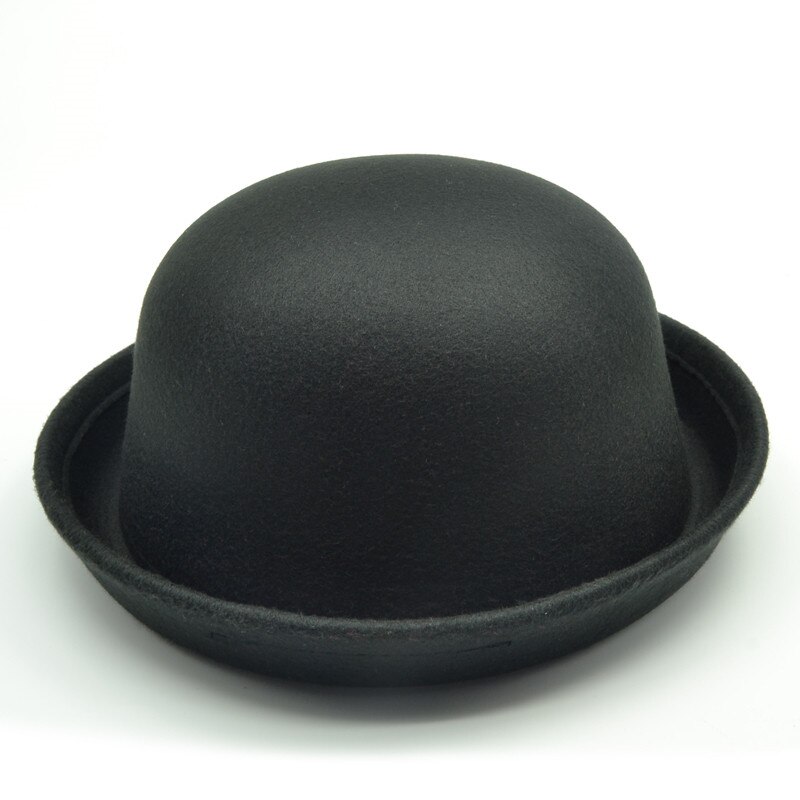 Brand Little girls fedora hat Dome cap Children dress hats Kids caps felt hats wool felting Bowler hat: Black