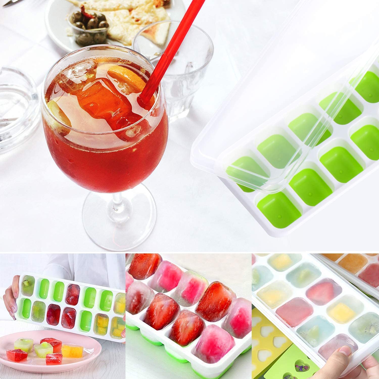 Neue Silikon Eis Würfel Tablett 14 Würfel DIY Eiswürfel Hersteller Schimmel Mit Abnehmbaren Deckel für Eis Partei Whiskey Cocktail Kaltes Getränk