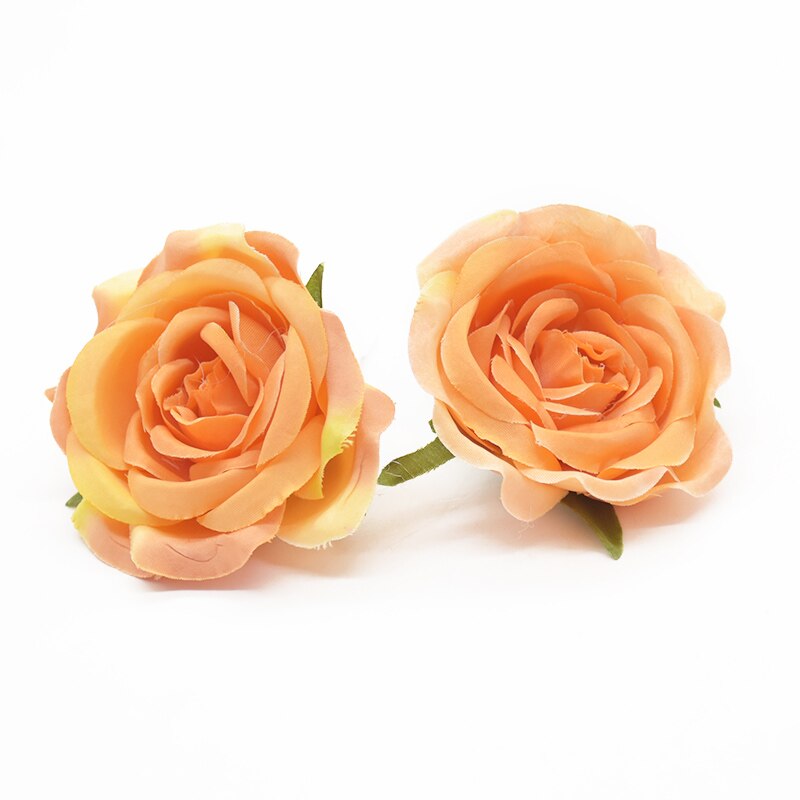 6 stk silkl blomster rose hoveder boligindretning tilbehør diy slik æske dekorative blomster kranse broche bryllup efterår dekor: 4