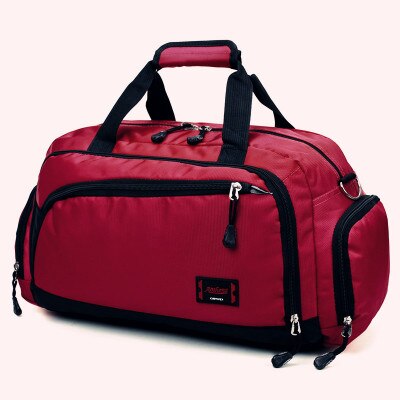 SNUGUG Men&#39;s Sports Gym Bags Cylinder One Shoulder Sport Bag Female Travel Bags Nylon Waterproof Dnylon Water Pouch Package: Red